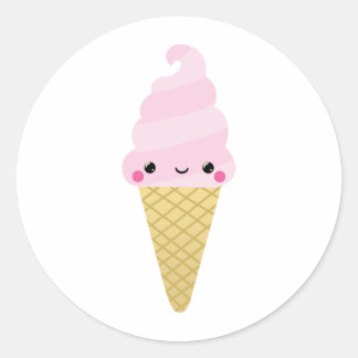 Kawaii Ice Cream Cone Classic Round Sticker