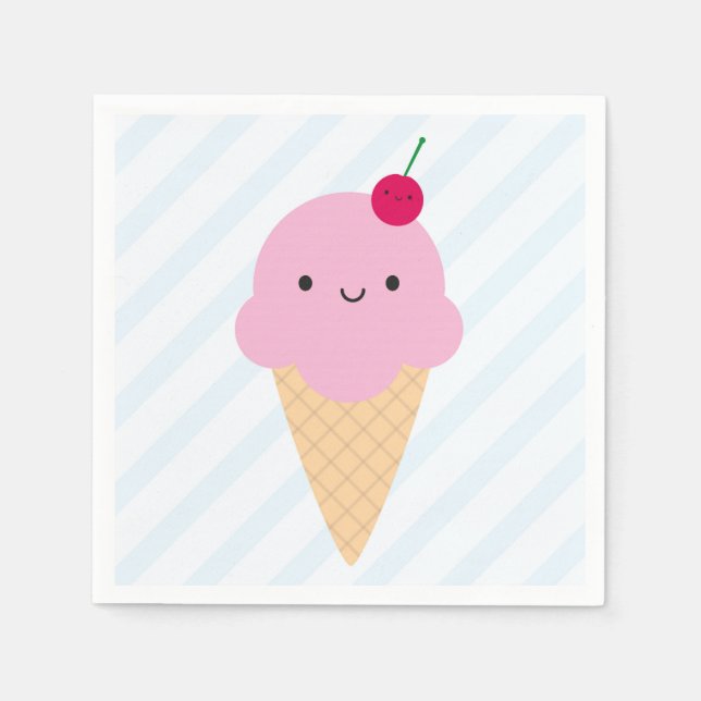 Kawaii Ice Cream Cone Napkin (Front)