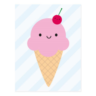 Cute Kawaii Ice Cream Cones Postcards Zazzle Uk