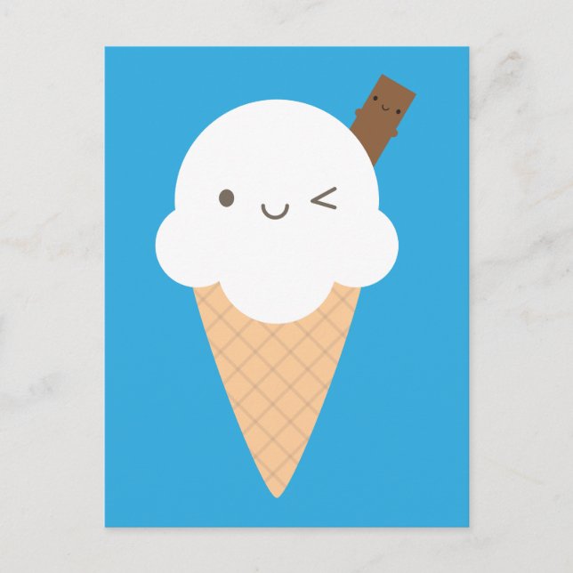 Kawaii Ice Cream Cone Postcard (Front)