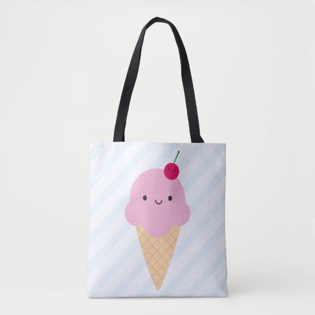 Kawaii Ice Cream Cone Tote Bag (Front)