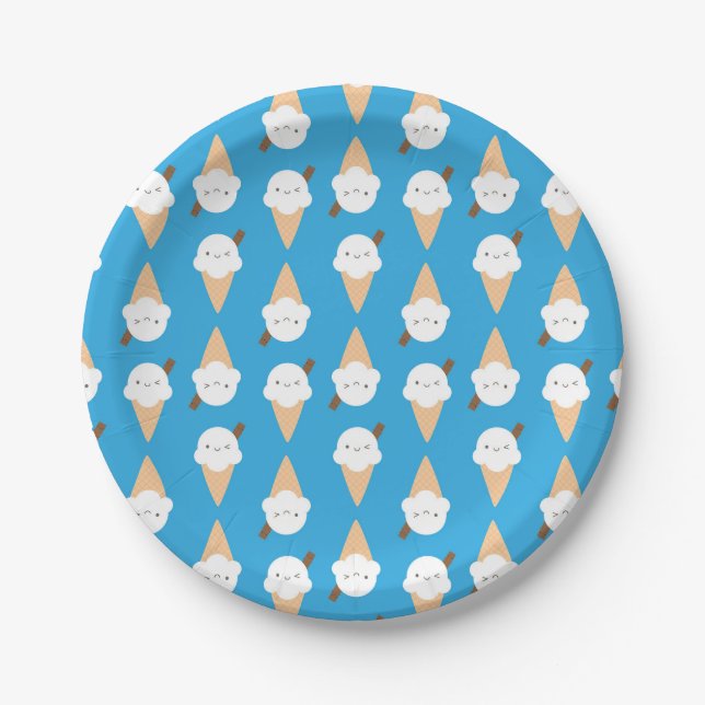 Kawaii Ice Cream Cones Paper Plate (Front)