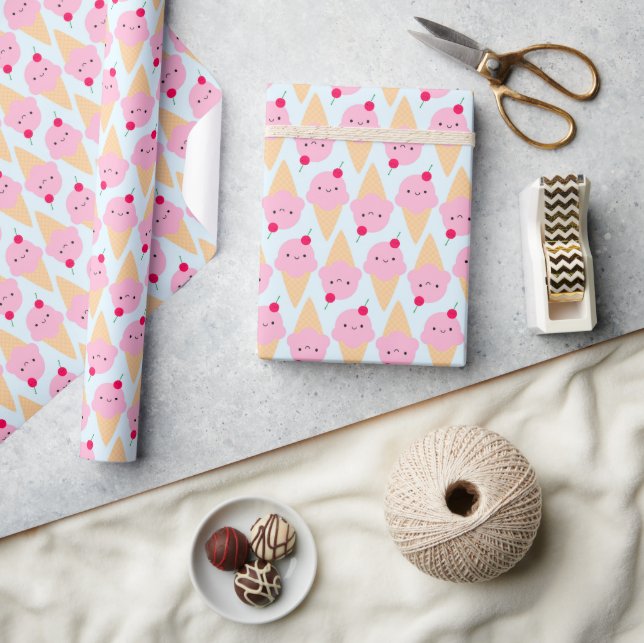 Kawaii Ice Cream Cones Wrapping Paper (Crafts)
