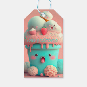 Kawaii ice cream cup gift tags