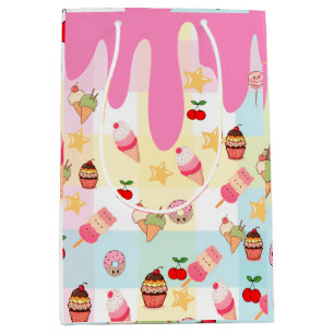 Kawaii Ice Cream & Drip Wrapping Paper Medium Gift Bag