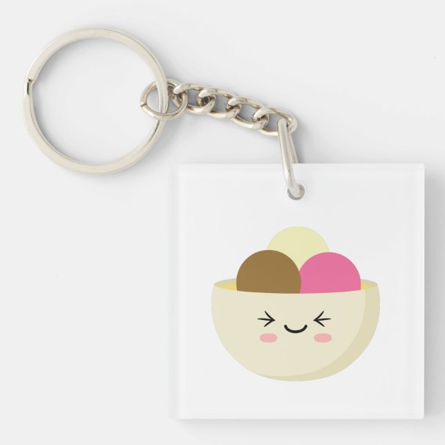 Kawaii Ice Cream Key Ring (Front)