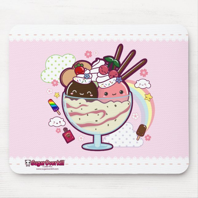 Kawaii Ice Cream Mouse Mat (Front)