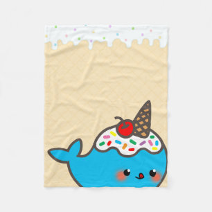 Kawaii Ice Cream Narwhal Fleece Blanket