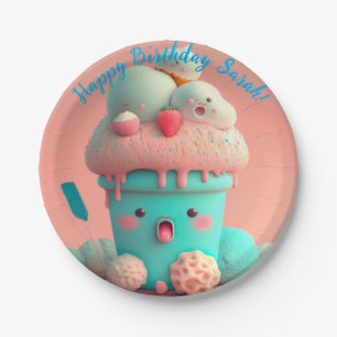 Kawaii ice cream paper plate