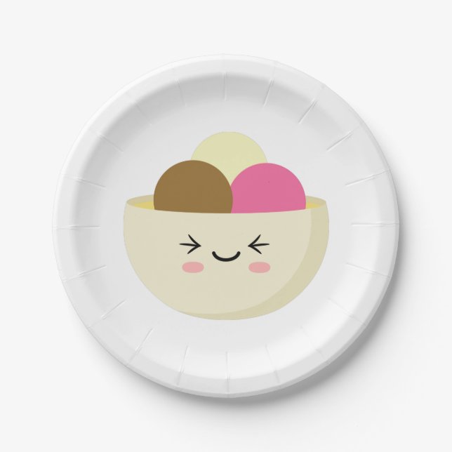 Kawaii Ice Cream Paper Plate (Front)