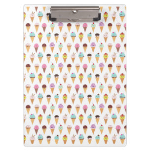 Kawaii Ice Cream Pattern Clipboard