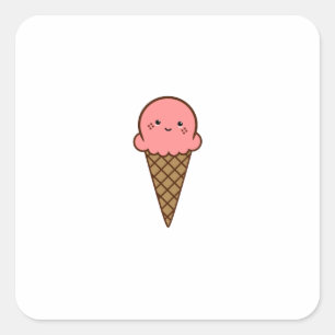 Kawaii Ice Cream Square Sticker