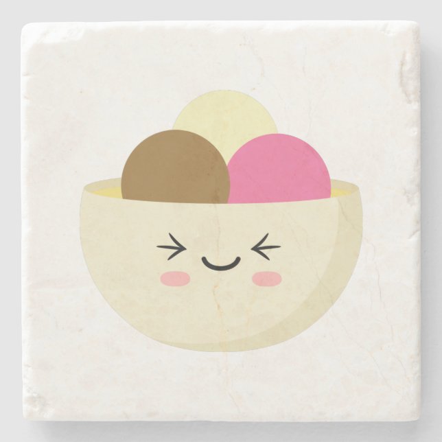 Kawaii Ice Cream Stone Coaster (Front)