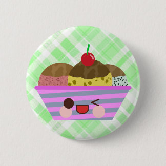 Kawaii Ice Cream Sundae Flavours Delicious Plaid 6 Cm Round Badge