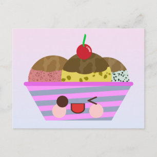 Kawaii Ice Cream Sundae Flavours Delicious Postcard
