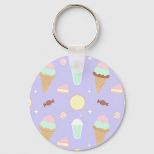 Kawaii Ice Cream Sweets Pattern Key Ring