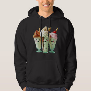 Kawaii Ice Cream Trio Cute Dessert Characters Hoodie