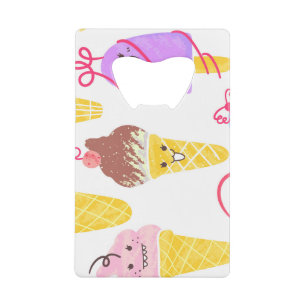 Kawaii ice creams, cute, seamless pattern.