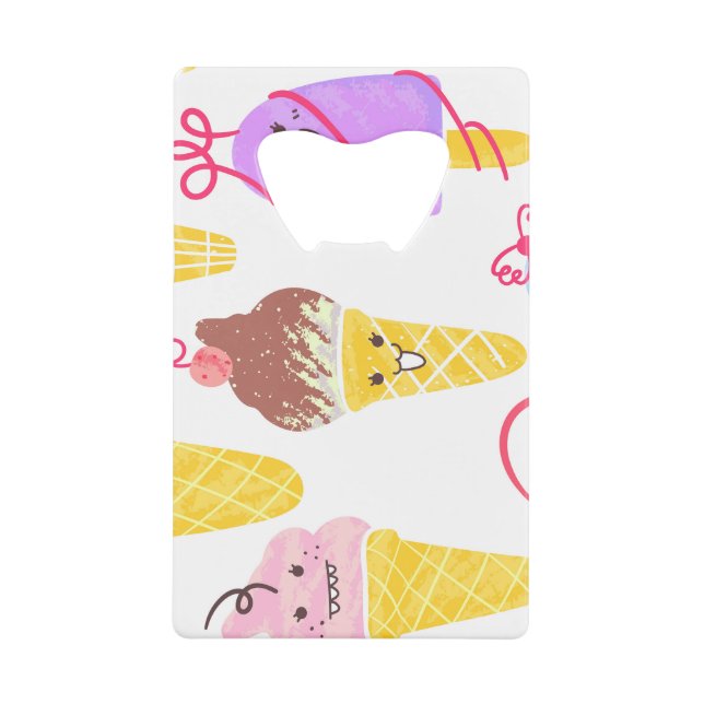 Kawaii ice creams, cute, seamless pattern. (Front)