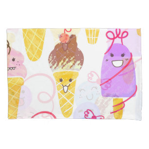 Kawaii ice creams, cute, seamless pattern. pillowcase
