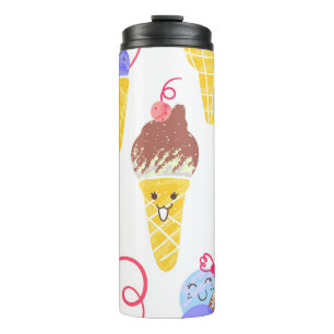 Kawaii ice creams, cute, seamless pattern. thermal tumbler