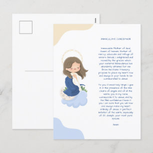 Kawaii Immaculate Conception Prayer Holiday Postcard