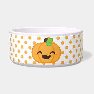 Kawaii Jack O Lanern Pumpkin Dog Bowl