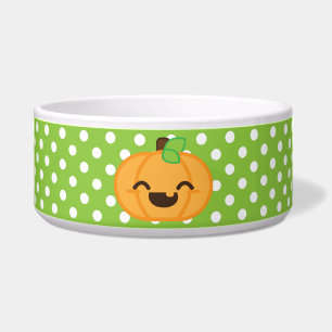 Kawaii Jack O Lanern Pumpkin Dog Bowl
