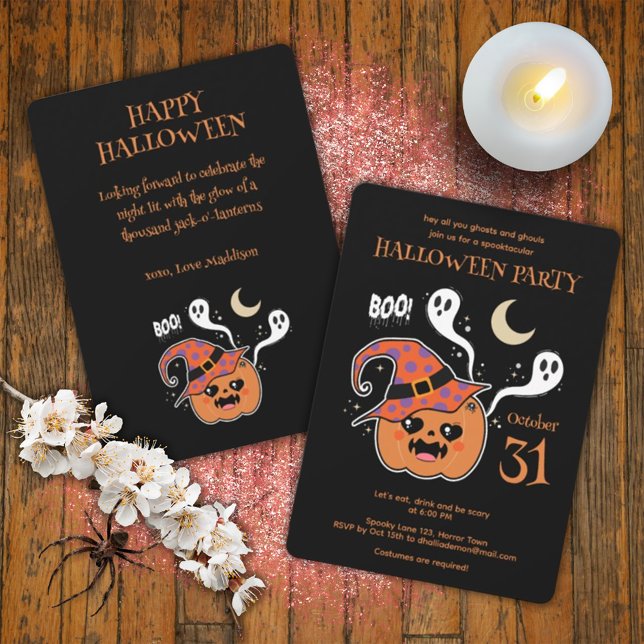 Kawaii Jack O' Lantern Creepy Cute  Invitation (Creator Uploaded)