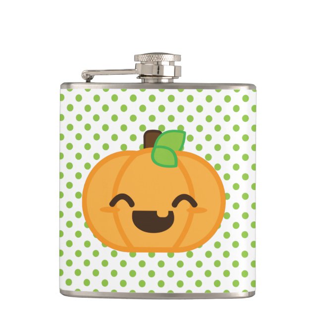 Kawaii Jack O Lantern Pumpkin Flask (Front)