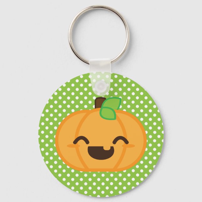 Kawaii Jack O Lantern Pumpkin Keychain (Front)