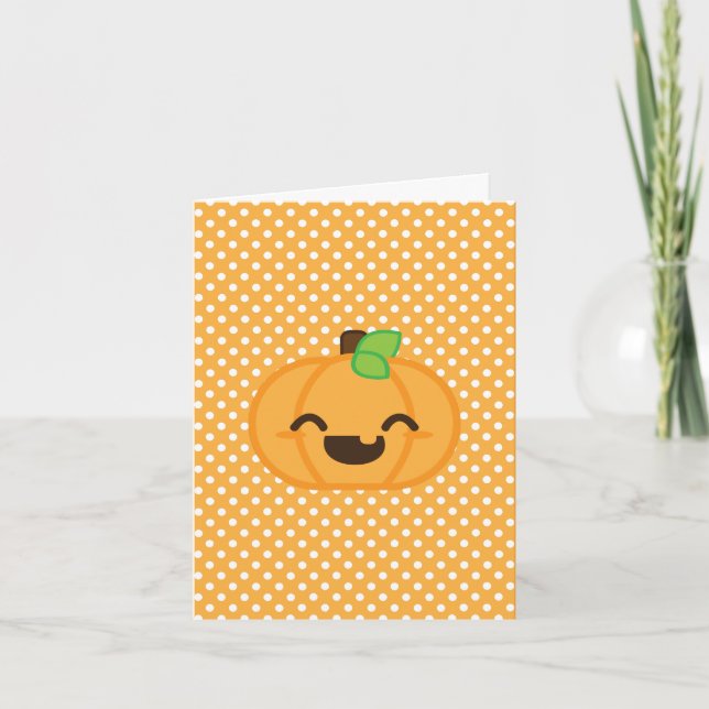 Kawaii Jack O Lantern Pumpkin Note Card (Front)
