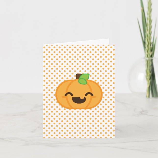 Kawaii Jack O Lantern Pumpkin Note Card (Front)