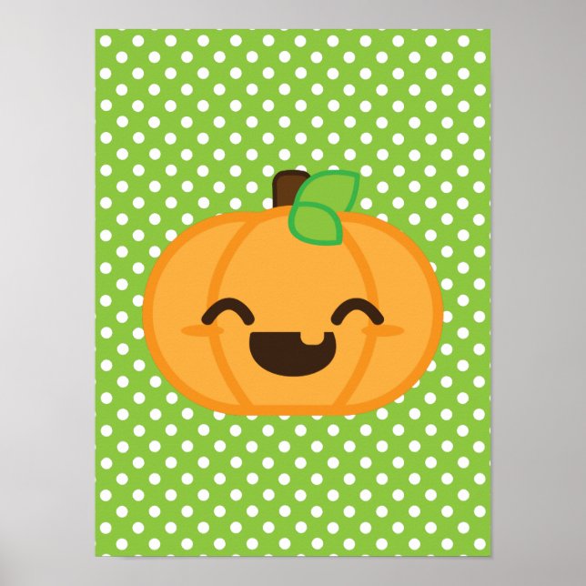 Kawaii Jack O Lantern Pumpkin Poster Print (Front)