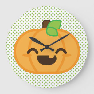 Kawaii Jack O Lantern Pumpkin Wall Clock