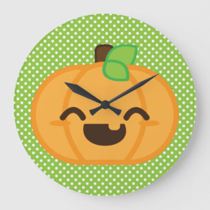 Kawaii Jack O Lantern Pumpkin Wall Clock