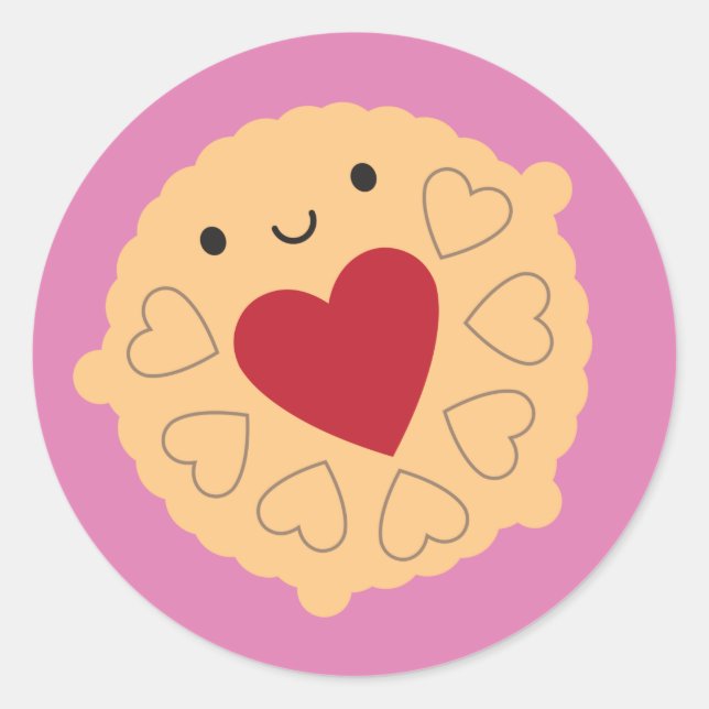 Kawaii Jammie Dodger Biscuit Classic Round Sticker (Front)