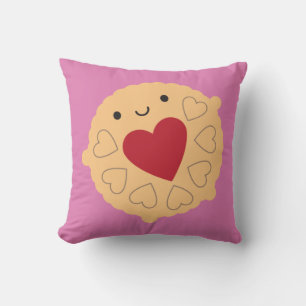 Kawaii Jammie Dodger Biscuit Reversible Cushion