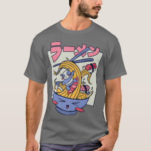Kawaii Japan Panda Surfing A Ramen Noodle Wave Cut T-Shirt