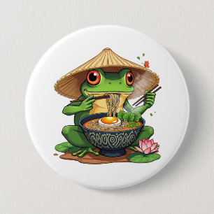 Kawaii Japanese Aesthetic Frog Noodles 7.5 Cm Round Badge