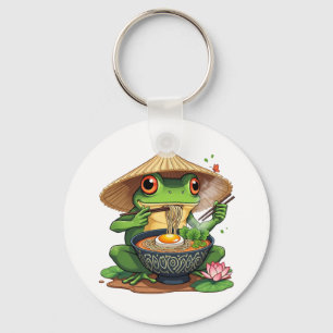 Kawaii Japanese Aesthetic Frog Noodles Key Ring