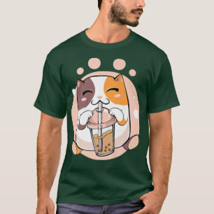 Kawaii Japanese Anime Cat Bubble Tea Kitty Lover S T-Shirt