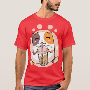 Kawaii Japanese Anime Cat Bubble Tea Kitty Lover S T-Shirt
