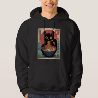 Kawaii Japanese Anime Cat Ramen Cat Eating Noodles Hoodie