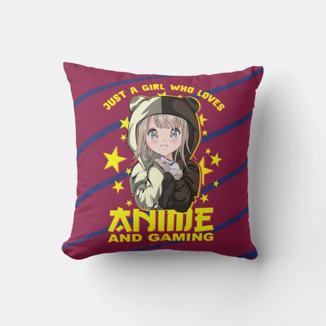 Kawaii Japanese Anime Girl - Anime & Gaming Girl Cushion (Front)