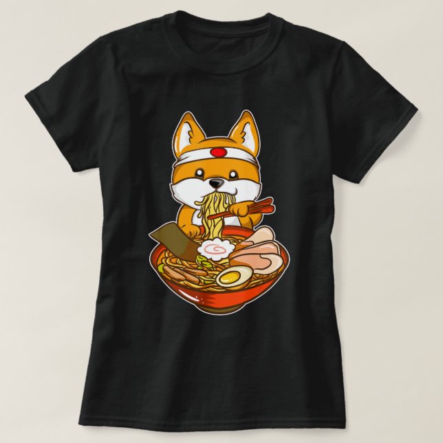 Kawaii Japanese Anime Shiba Inu Ramen.png T-Shirt (Design Front)