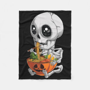 Kawaii Japanese Anime Skeleton Halloween Ramen Foo Fleece Blanket