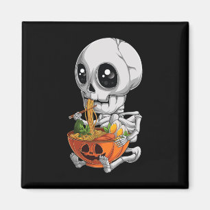 Kawaii Japanese Anime Skeleton Halloween Ramen Foo Magnet