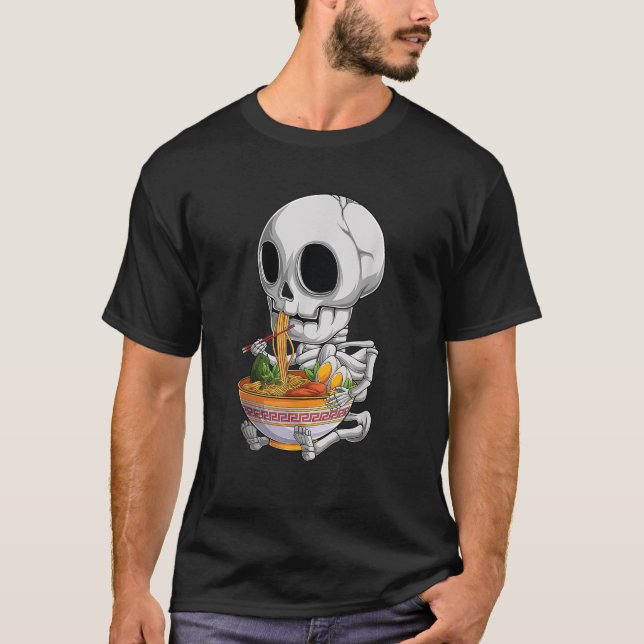 kawaii japanese anime Skeleton Halloween ramen Foo T-Shirt (Front)