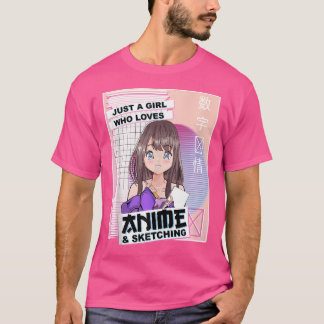 Kawaii Japanese Anime  Sketching -Vaporwave Anime  T-Shirt
